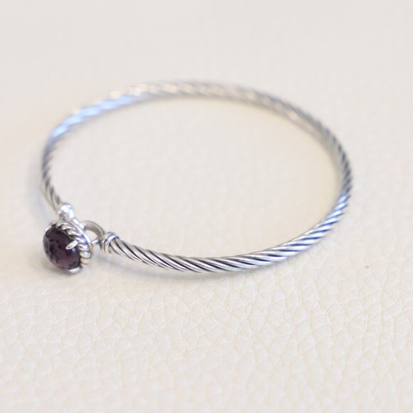 David Yurman Sterling Silver 3mm Chatelaine Bracelet with Amethyst size Medium - Picture 4 of 7